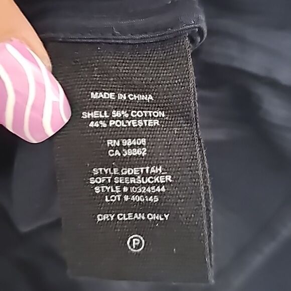 Theory Odettah Navy Ribbed Soft Seersucker‎ Off The Shoulder Top Size Small - Picture 8 of 8